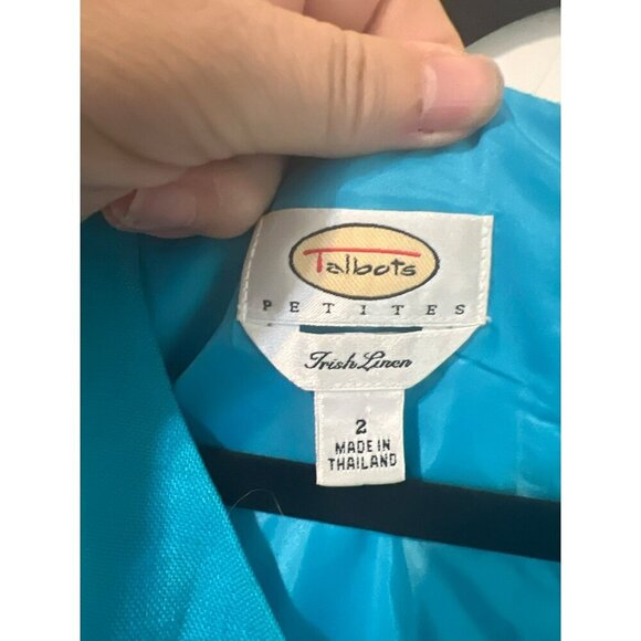 Talbot Petites Sz 2P Irish Linen 100% Linen Turquoise Shift Dress Lined Zip Back - Picture 3 of 6